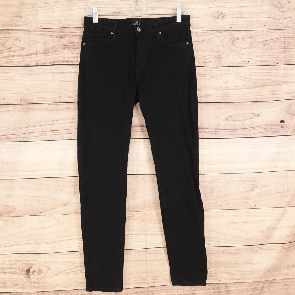 Just Black Skinny Jeans Womens 29 Black Dark Wash Stretch 30x29 Denim Made USA